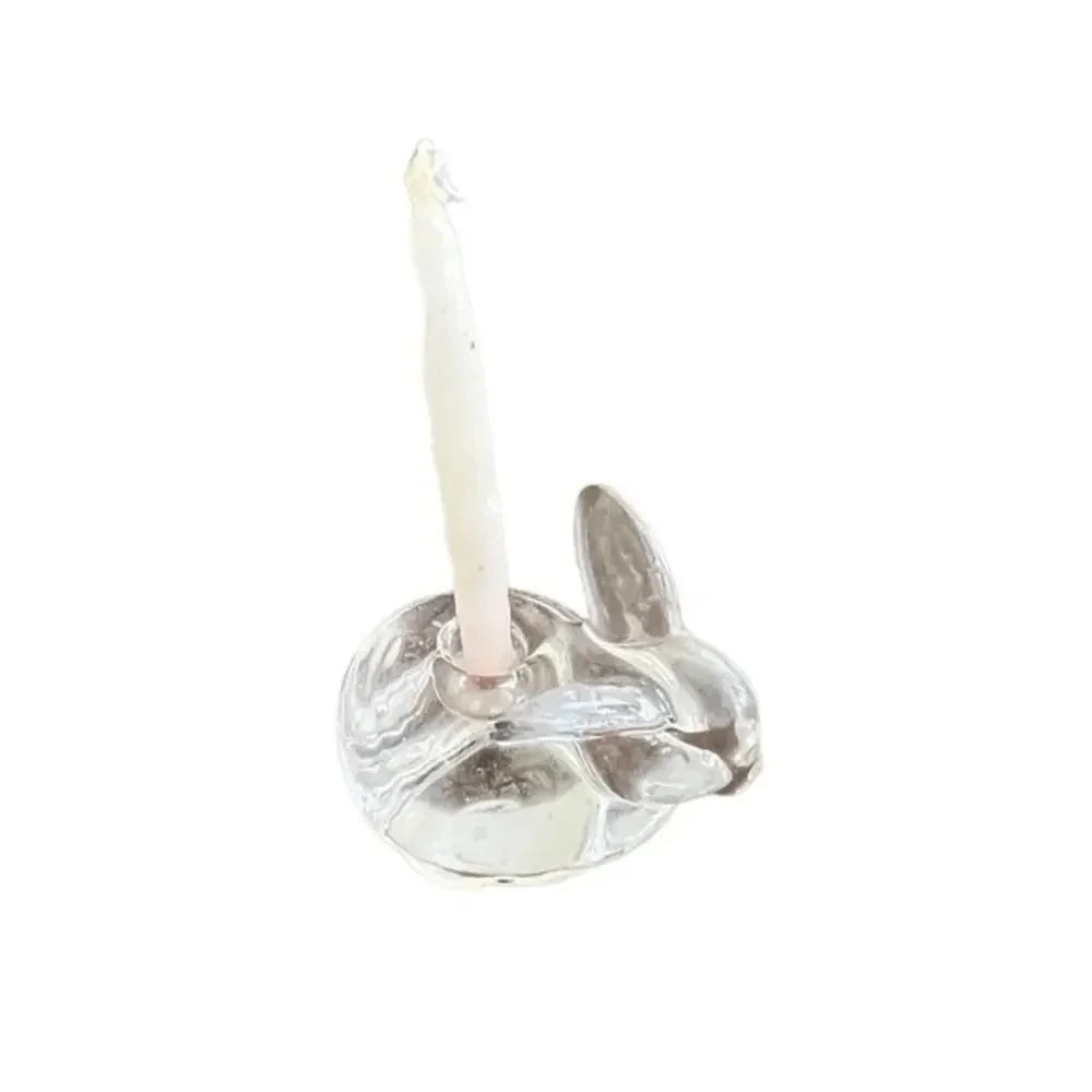 Vintage Glass Bunny‎ Candleholders Figurines